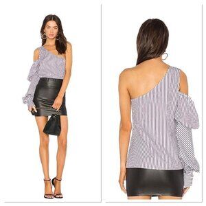 NWT Petersyn Lara Striped Top One Shoulder Tiered Sleeved Top in Empire Women XS